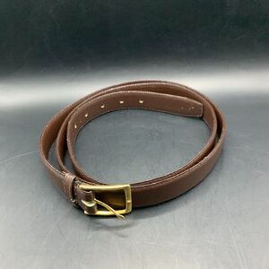 Mens Belt 48 inches Length Brown Cowhide Leather Gold Tone Buckle
